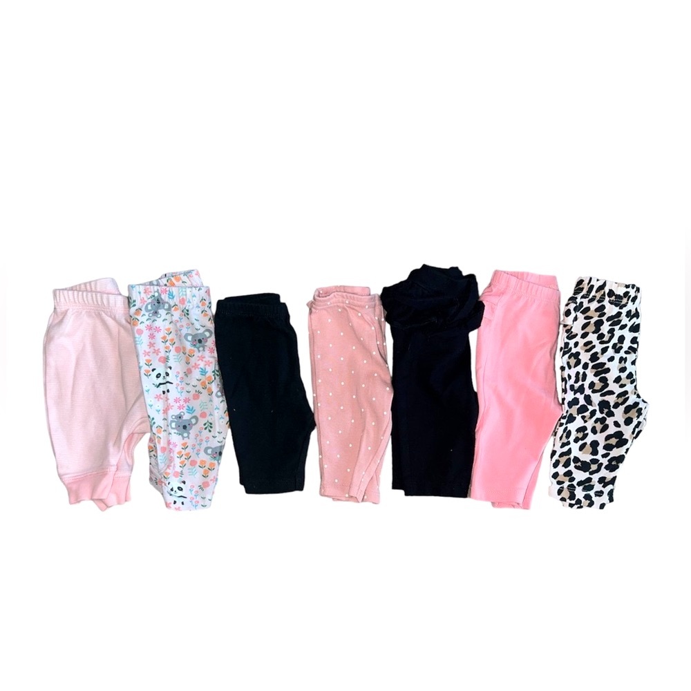 Bundle of 7x baby girl leggings size Newborn *GUC*